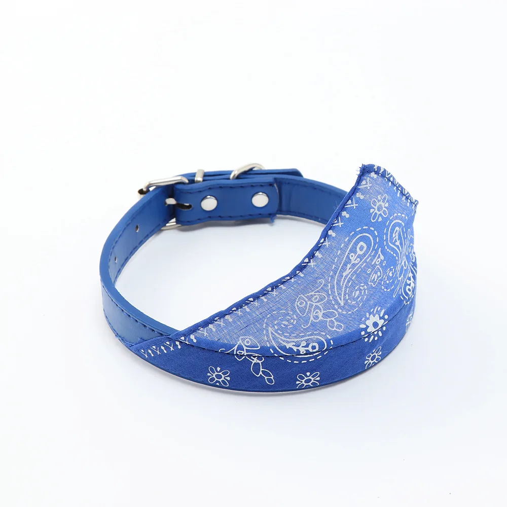 PU Leather Pet Dog Collar Saliva Triangle Towel Puppy cat Necklace Adjustable Dog Collars Pet Products - Цвет: sky blue