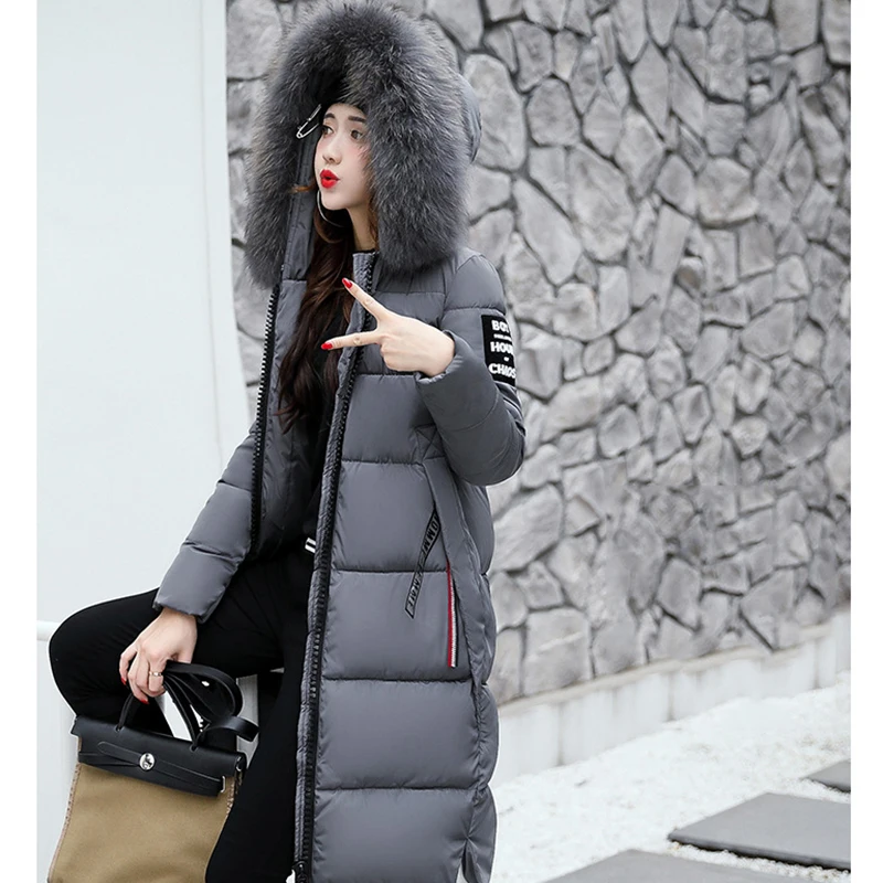 Корейская зимняя куртка Женская Толстая длинная парка с капюшоном верхняя одежда harakuju теплое новое пальто и куртки женские длинные пальто BLD1272