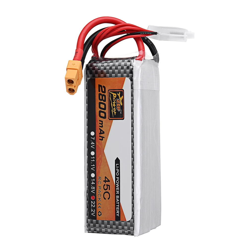 2PCS ZOP Power 22.2V 2800mAh 45C 6S Lipo Battery XT60 Plug for RC Drone RC FPV Racing Drone Airplane helicopter quadcopter