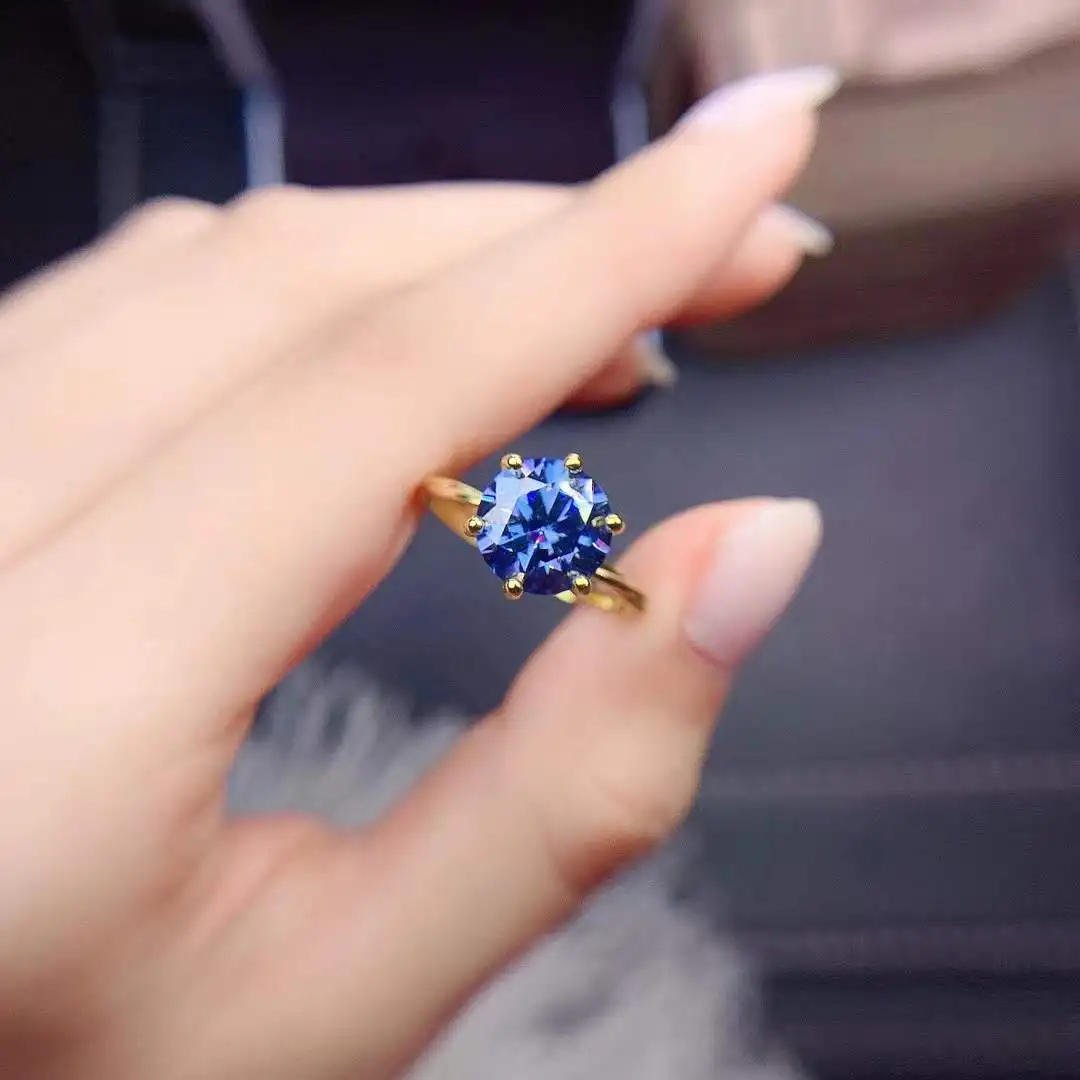 

Beautiful 2.0CT Blue Mossan Fashion Simple Twist Arm Six Claw High Fire As Beautiful As A Diamond Engagement Gift For Women