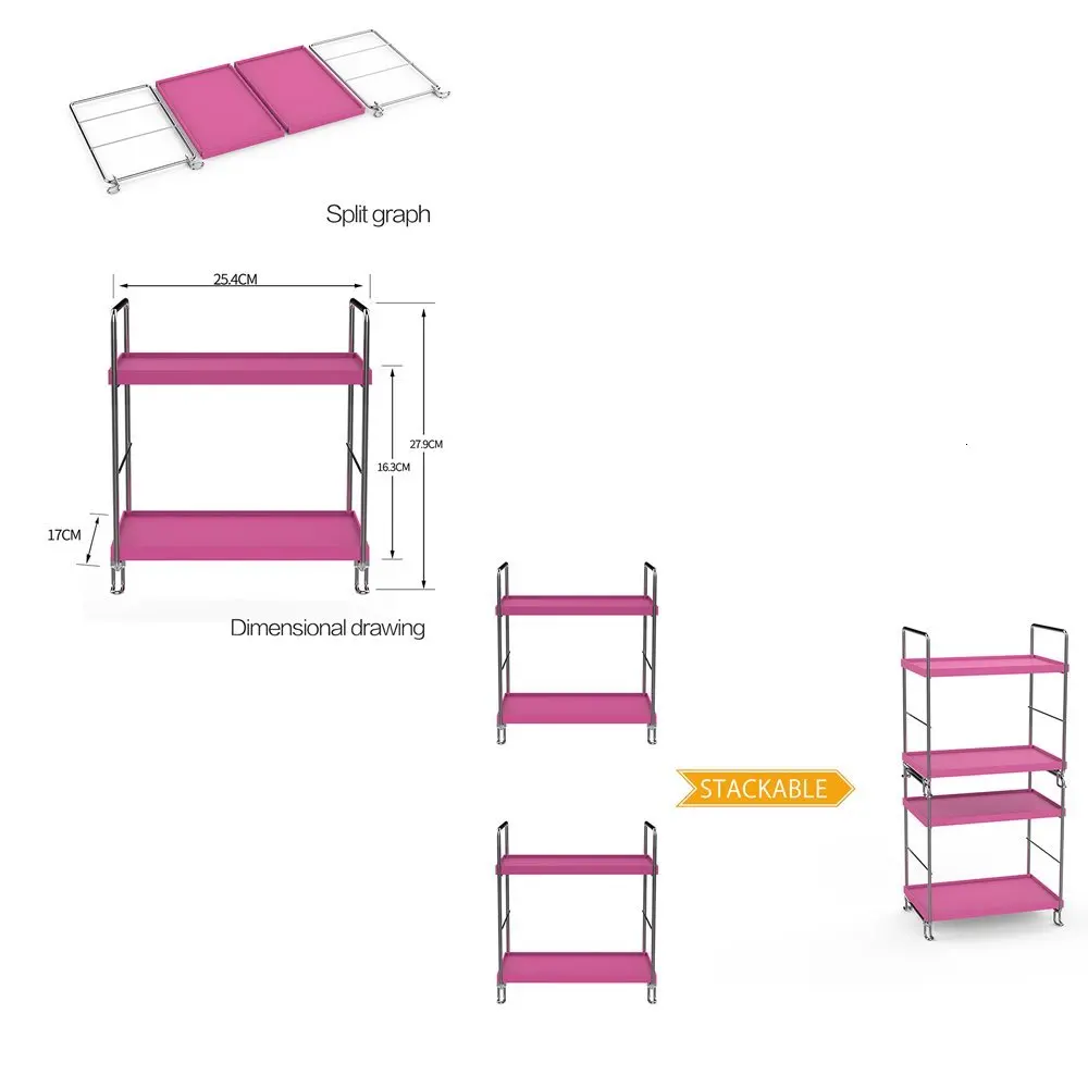 2 ярусная Складная стойка для хранения розовый/синий/зеленый регулируемая полка нержавеющая железная двойная кухонная стойка для ванной комнаты/дома Органайзер