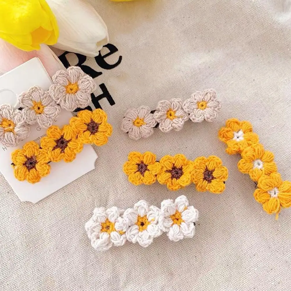 Модная трендовая винтажная Daisies заколка для волос с цветком кроше Милая женская
