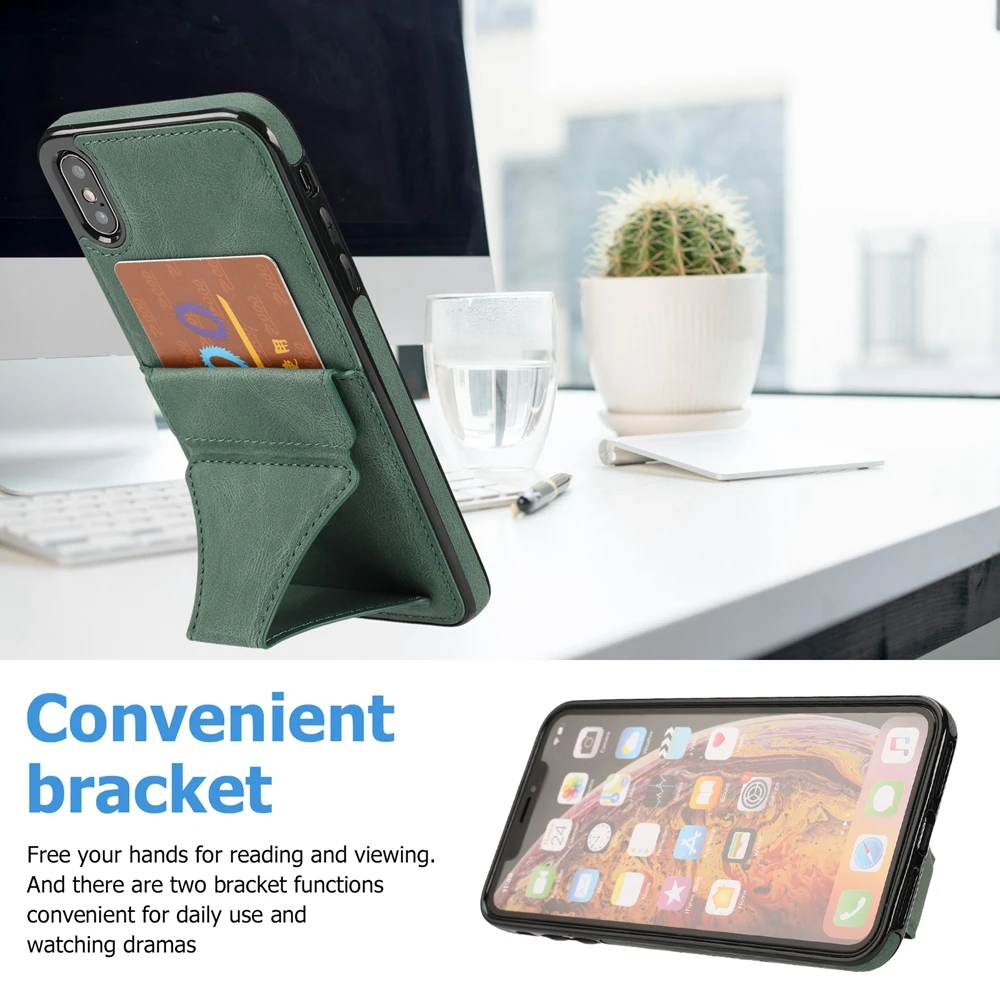 Luxury Wallet Card Slot PU Leather Phone Case for iPhone 11 12 Pro Max 13 Mini SE 2 X Xs Xr 7 8 Plus Magnetic Fold Stand Cover