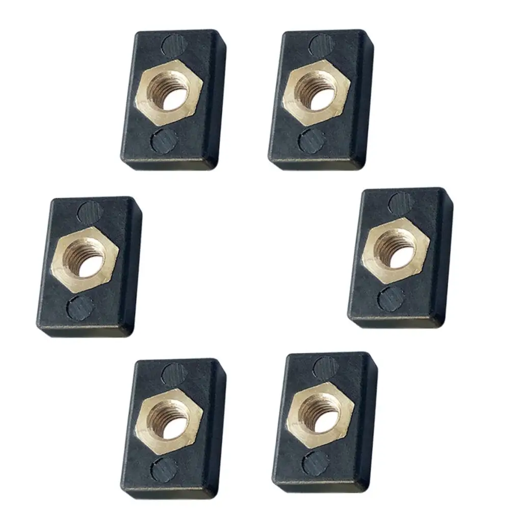 6pcs M6 Screw Nuts Nylon Copper Nutsert Hardware for Kayak Boat Track Rail