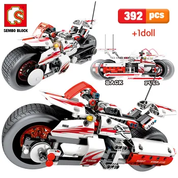 

SEMBO 392pcs City Pull Back Off-road Moto Model Building Blocks Technic Motorcycle Assemble Bricks Educational Toys For Boys