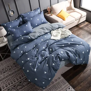 

Summer Denim Quilt Cover Men's And Women's Beddings Single Student Dormitory Bed Sheet Three-Piece Set