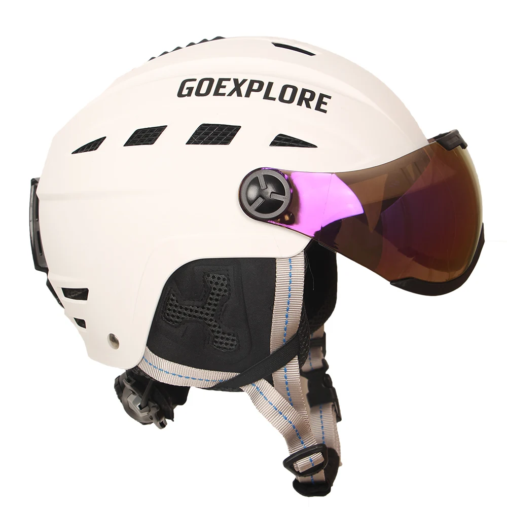 

Goexplore шлем для сноуборда взрослые ABS + EPS с козырьком из поликарбоната, интегрированно светильник Открытый спорт, сноуборд, лыжные шлемы