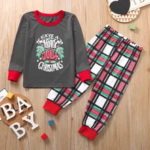 Комплект одежды для малышей из 2 предметов; рождественские клетчатые топы для мальчиков и девочек; штаны; Семейные пижамы; одежда для сна; Одежда для новорожденных; ropa recien nacido