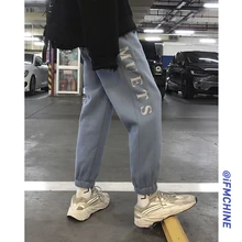 Новинка зимы, утолщенные, вельветовые брюки для бега Для мужчин теплая Модная Повседневная с буквенным принтом штаны человек уличная одежда в стиле «хип-хоп», свободные штаны