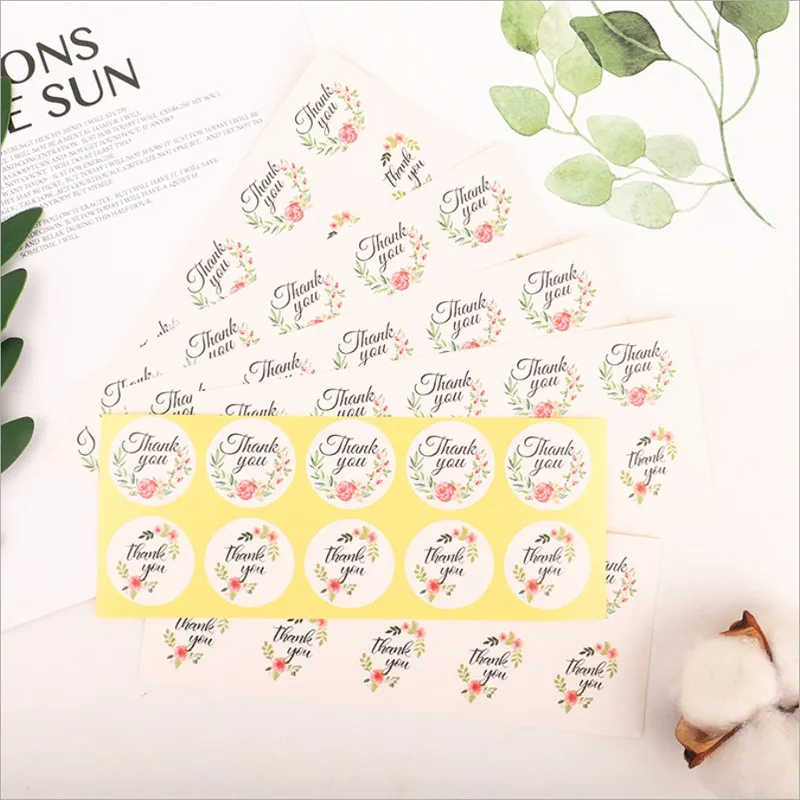 

1000pcs Wholesale Round Adhesive Paper Stickers Thank you Hand made Love Wedding Shower Gift Brand Name Seal Label Sticker 25MM