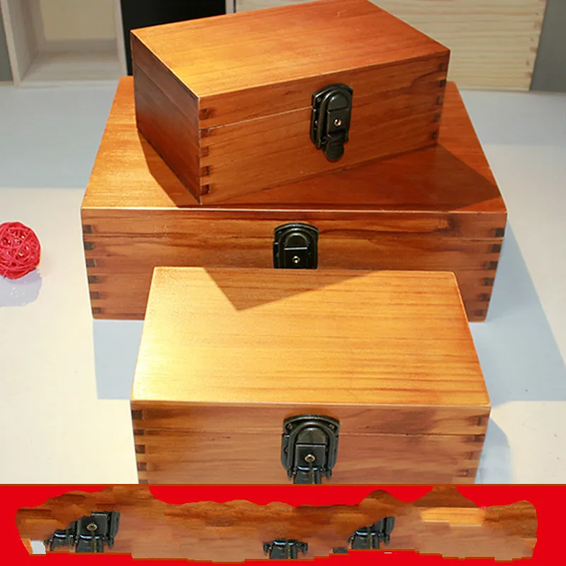 

Wooden Storage Box with Lock Solid Wood Box Creative and Refined Small Wooden Box Retro Desktop Antique Jewelry Wenwan Box