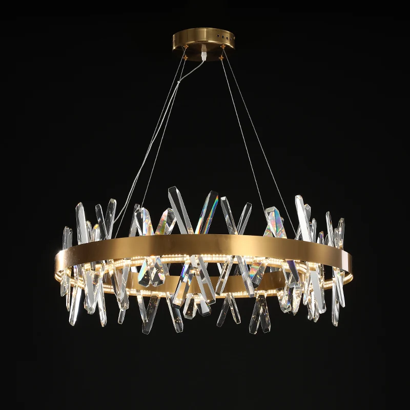 Modern Gold Crystal Chandelier Round Design Chandeliers 1