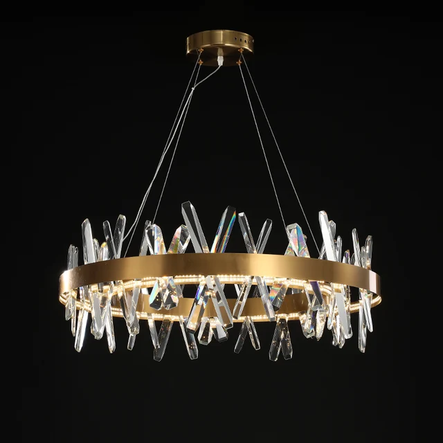 Modern Gold Crystal Chandelier Round Design Chandeliers 1
