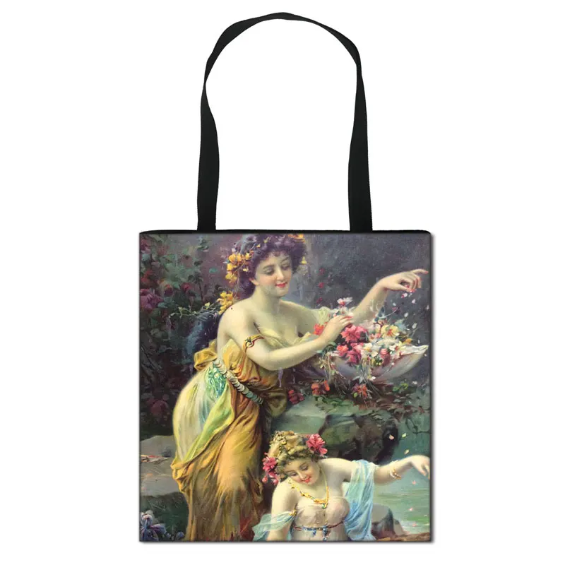 Vintage Fantasy Fairy Painting Totes Bag Women Handbag Ladies Canvas Shoulder Bag for Travel Large Capacity Shopping Bags