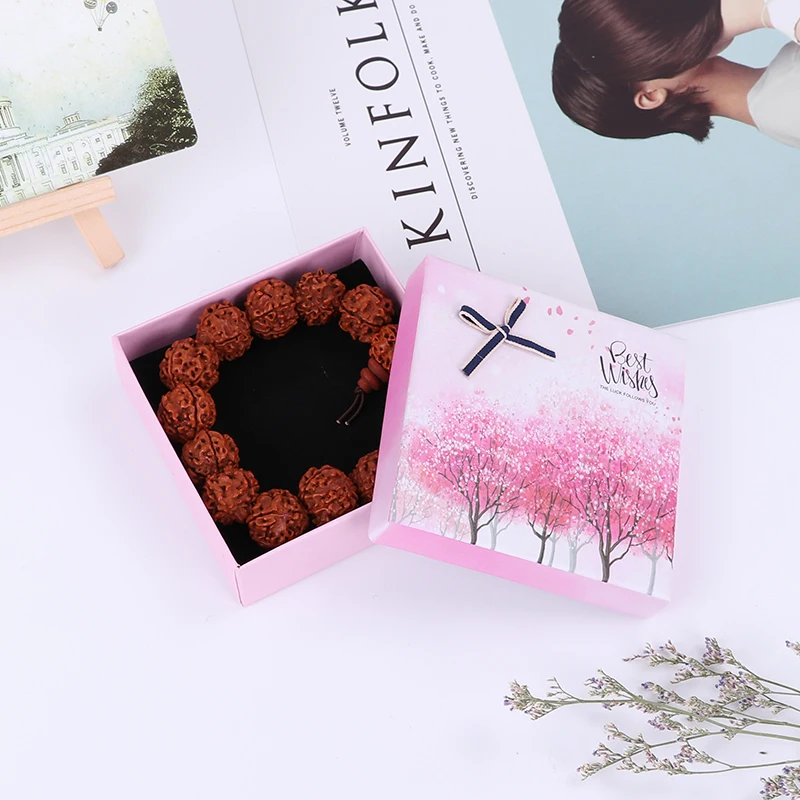 PINK 1 шт., коробки для ювелирных изделий, бумажная Подарочная коробка с бантом, Подарочный пакет на День святого Валентина, креативная Свадебная шкатулка для украшений для подарка, упаковка колец и сережек - Цвет: PINK