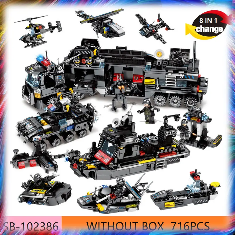 

City Police Station Building Blocks Compatible legoed City SWAT Team Truck Blocks Educational Toy For Boys Children