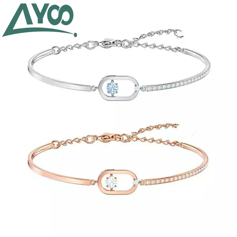 AYoo 2019 изысканный новый женский браслет из розового Северного золота с
