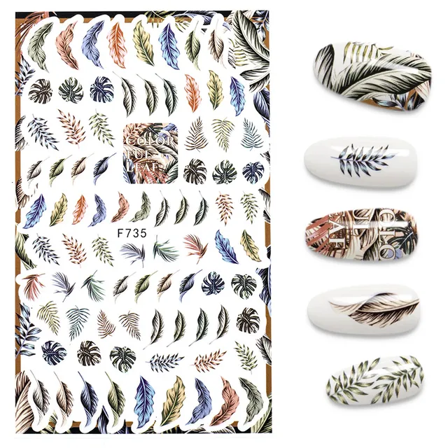 3D Nail Stickers Leaves Butterfly Panda Love Heart Design Stickers For Nails Manicure Foil Nail Art Decor pegatinas para uñas A140834