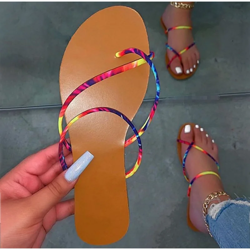 

2020 Hot Flip Flops Flat Slides Women Summer Shoes Colorful Narrow Band Slip On Non Slip Casual Fashion Ladies Slippers Female 3