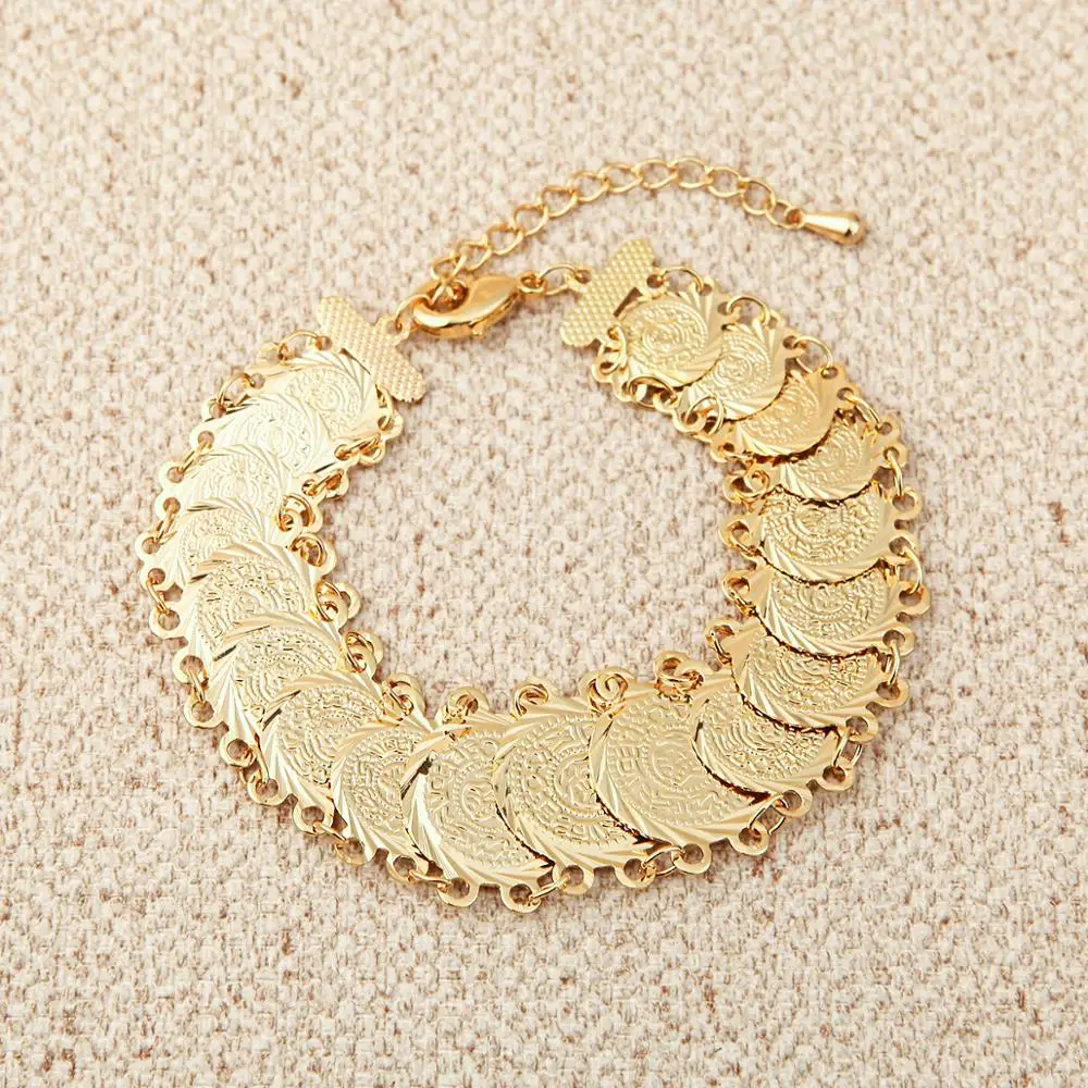 Trendy Bridal Wedding Coin Bracelet Gold Color Arab Middle East Egypt Jewelry 4
