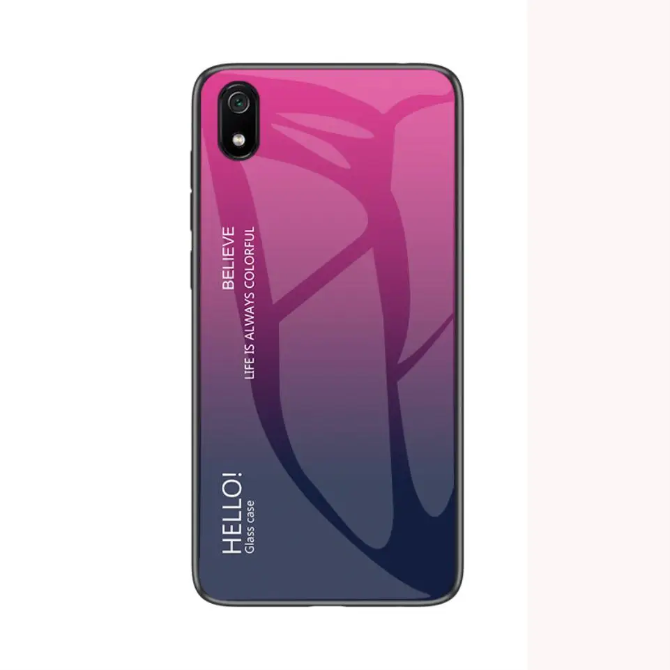 pink blue Для Xiaomi Redmi 7 6 7A 5 S2 Y2 K20 Note 8 7 6 Pro 7S Модный градиентный цвет противоударный чехол для телефона чехол из закаленного стекла - Цвет: pink blue