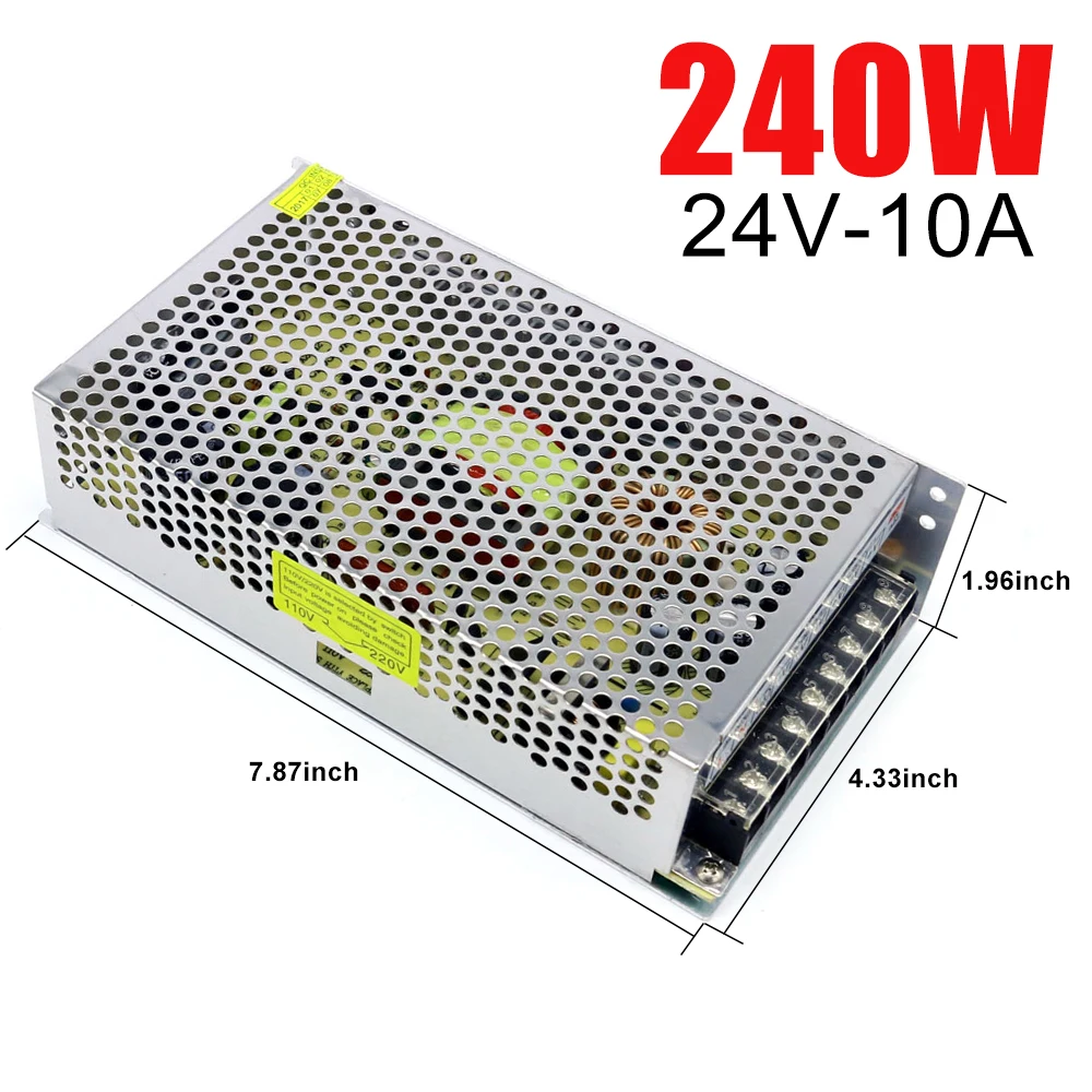 Ac-dc трансформатор освещения AC 110V 220V к DC 24V Импульсный блок питания адаптер 2A 3A 5A 10A 15A 20A 30A светодиодный драйвер полосы света - Цвет: 10A 240W