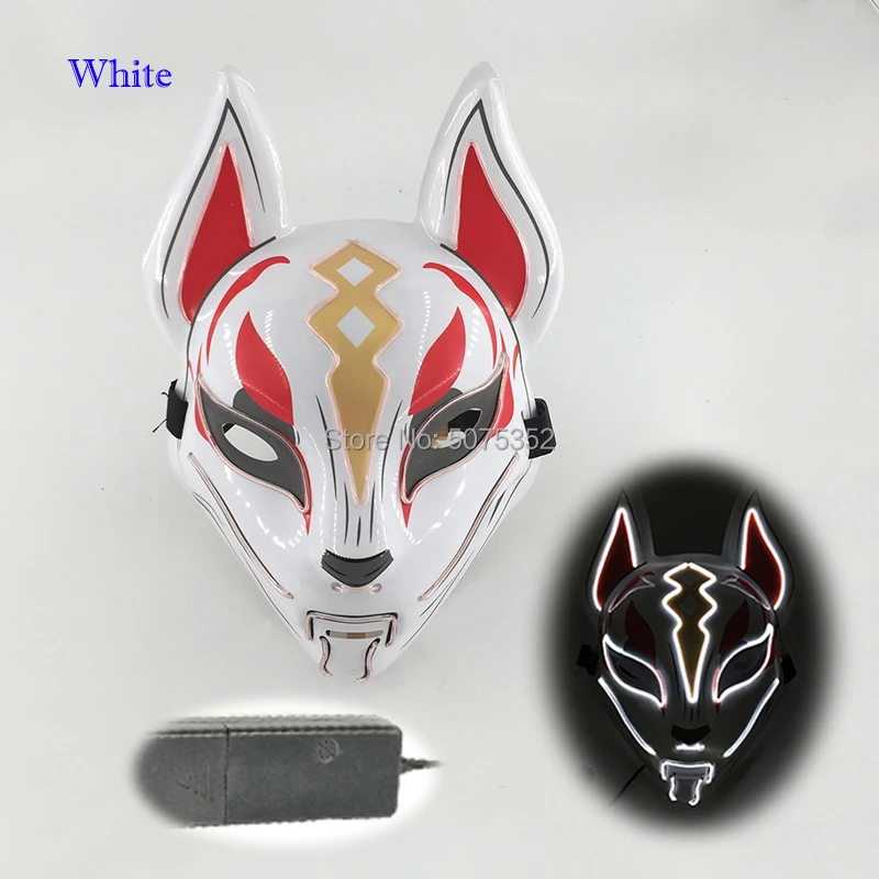 Women's Costumes Anime Expro Decor Japanese Fox Mask Neon Led Light Cosplay Mask Halloween Party Rave Led Mask Dance DJ Payday Costume Props wonder woman costume Cosplay Costumes