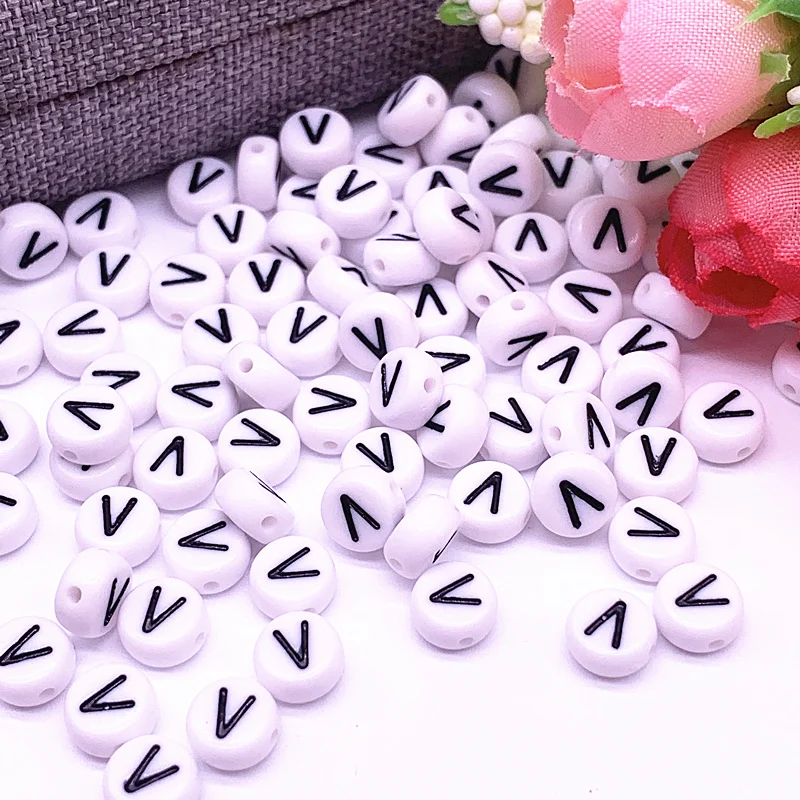 100pcs/lot 7x4mm Letter Beads Round Shape Alphabet Letter Charms Make Jewelry Accessories
