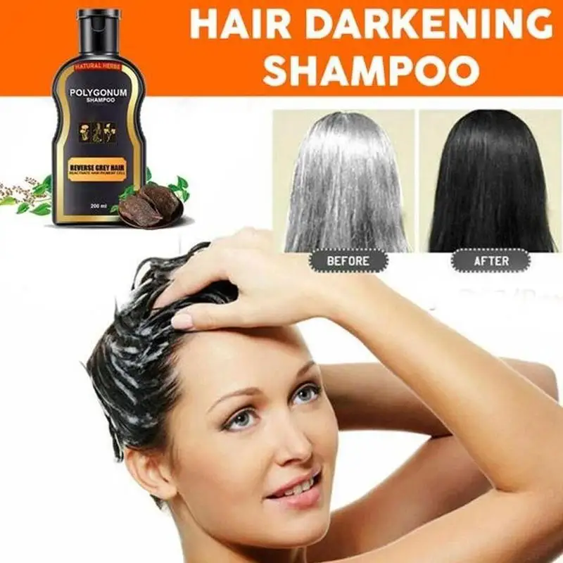 200ml Hair Shampoo Permanent Black Color Anti Gray Hair Treatment White Removal Natural Herbal BlackHair Shampoo Grey Reverse 200ml Hair Shampoo Permanent Black Color Anti Gray Hair Treatment White Removal Natural Herbal BlackHair Shampoo Grey Reverse