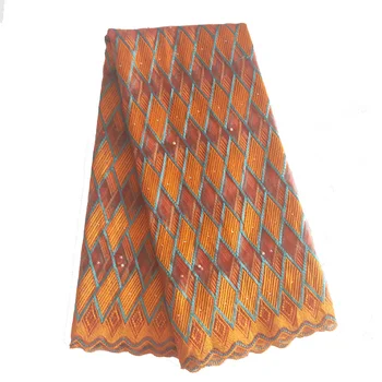 

Orange African Beaded Patchwork Lace Fabric 2019 French Tulle Voile Lace for Wedding Party Embroidered Nigerian Lace Fabrics