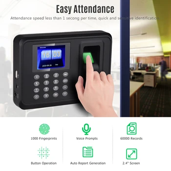 

Biometric Attendance Machine Fingerprint Recognition Employee Checking-in Recorder Access Control System with 2.4 Inch Screen