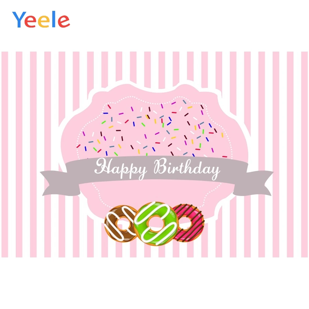 

Yeele Donut Theme Baby Birthday Photo Backdrop Sweet Party Vinyl Customized Photo Background for Children Decorations Supplies