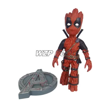 

23CM Tree Man Cos Deadpool with Base Figurine Dolls Toys Resin Statue Bust Action Figure Collectible Model Toy Gift