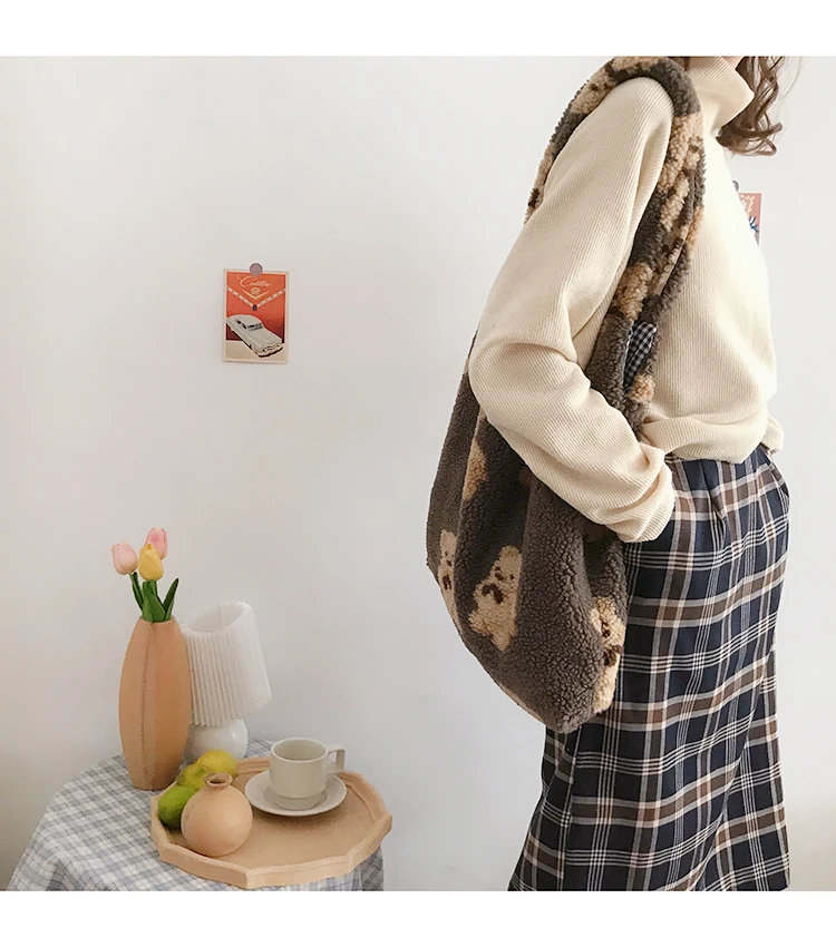 Japanese Style Bear Cute School Bags Girls Large Capacity Single Shoulder Shopping Bag Vest Bags