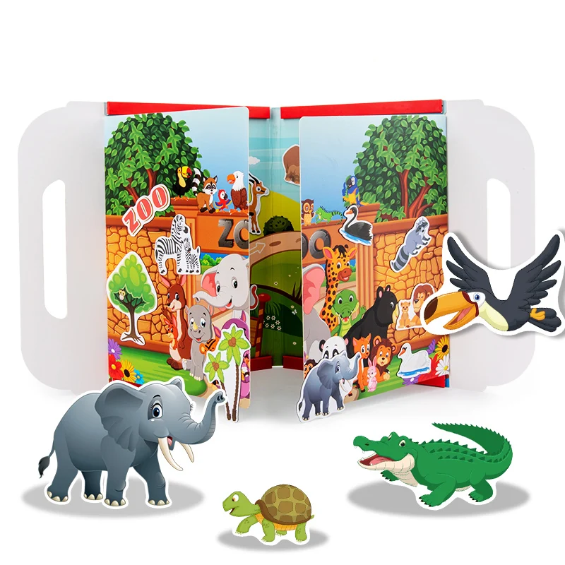 

2020 new children's toy scene puzzle farm/dinosaur/animal puzzle magnetic gift box puzzle toy boy female gift