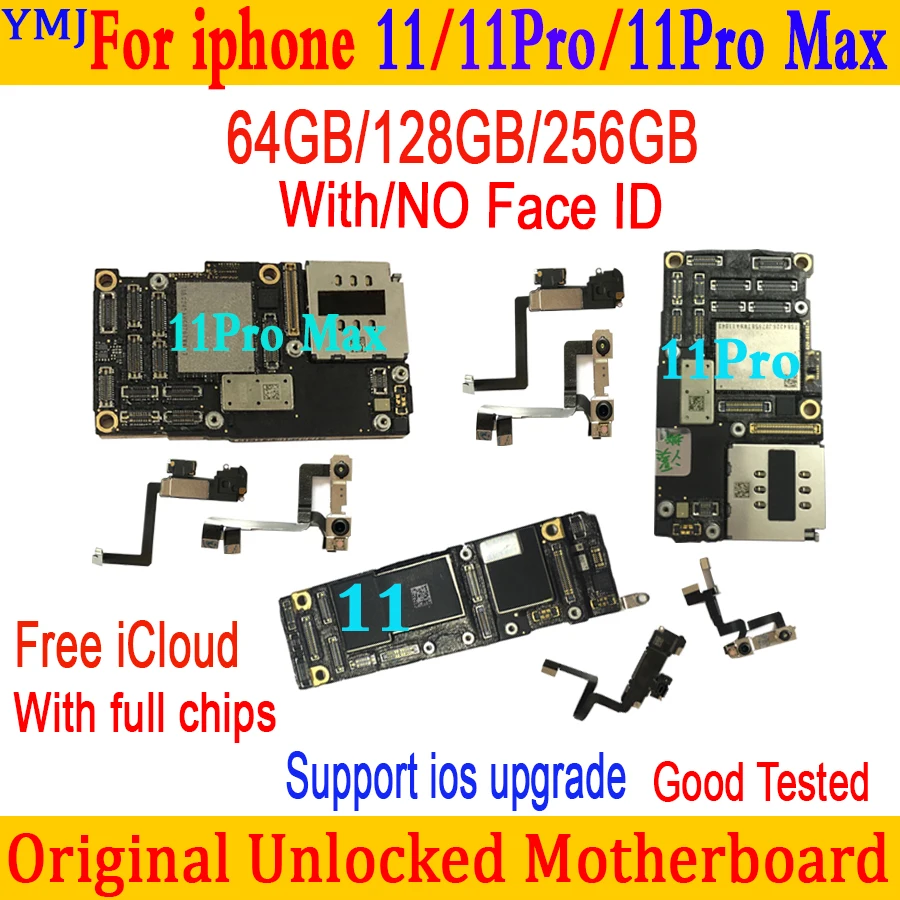 Материнская плата для iPhone 11 PRO MAX 64 ГБ 128 256 Логическая материнская с/без Face ID