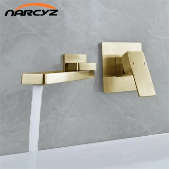 

Basin faucet Brass Nickel Gold Basin faucet wall-mounted waterfall Single handle Hot and Cold can swing foldable faucet XR8258