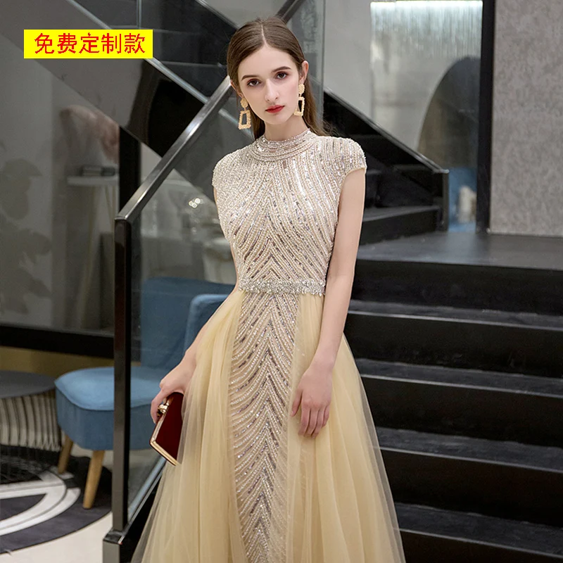 SSYFashion/новые высококачественные вечерние платья для невесты, роскошное Золотое длинное вечернее платье на Выпускной Vestidos De Noche - Цвет: gold