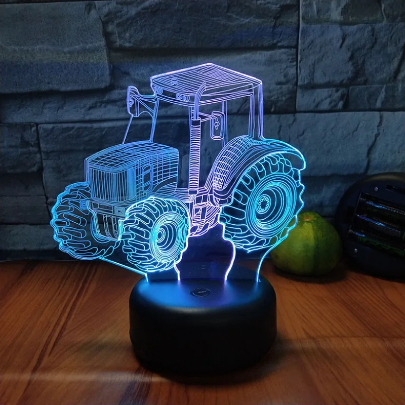 Автомобильный 3D светильник динамический трактор автомобиль дети ночник USB