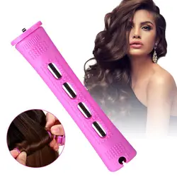 40 Pieces Hair Rollers Cold Perm Bar Hair Salon 4 Sizes Hair Curling Tube With Cover Hair Curler Plastic Rubber Band Perm Tool