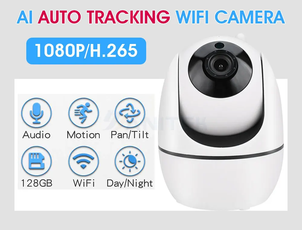 Yanitek 1080P IP Wifi Camera Mini HD Auto Tracking Onvif Night Vision Baby Monitor Smart CCTV Home Security Wireless Camera