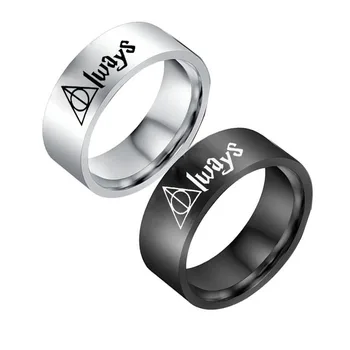 PRECIO BARATO ❤️ Anillo Hogwarts de Harry Potter para hombre y mujer, sortija con símbolos de la muerte, joyería sencilla de Metal de titanio, regalos para Unisex - discount item 50% OFF Joyas y complementos