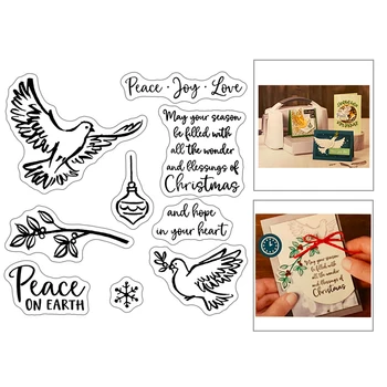 

2020 New Peace Dove Sentiment Words Clear Stamps and Christmas Metal Cutting Dies Animal For Scrapbooking Greeting Card Making