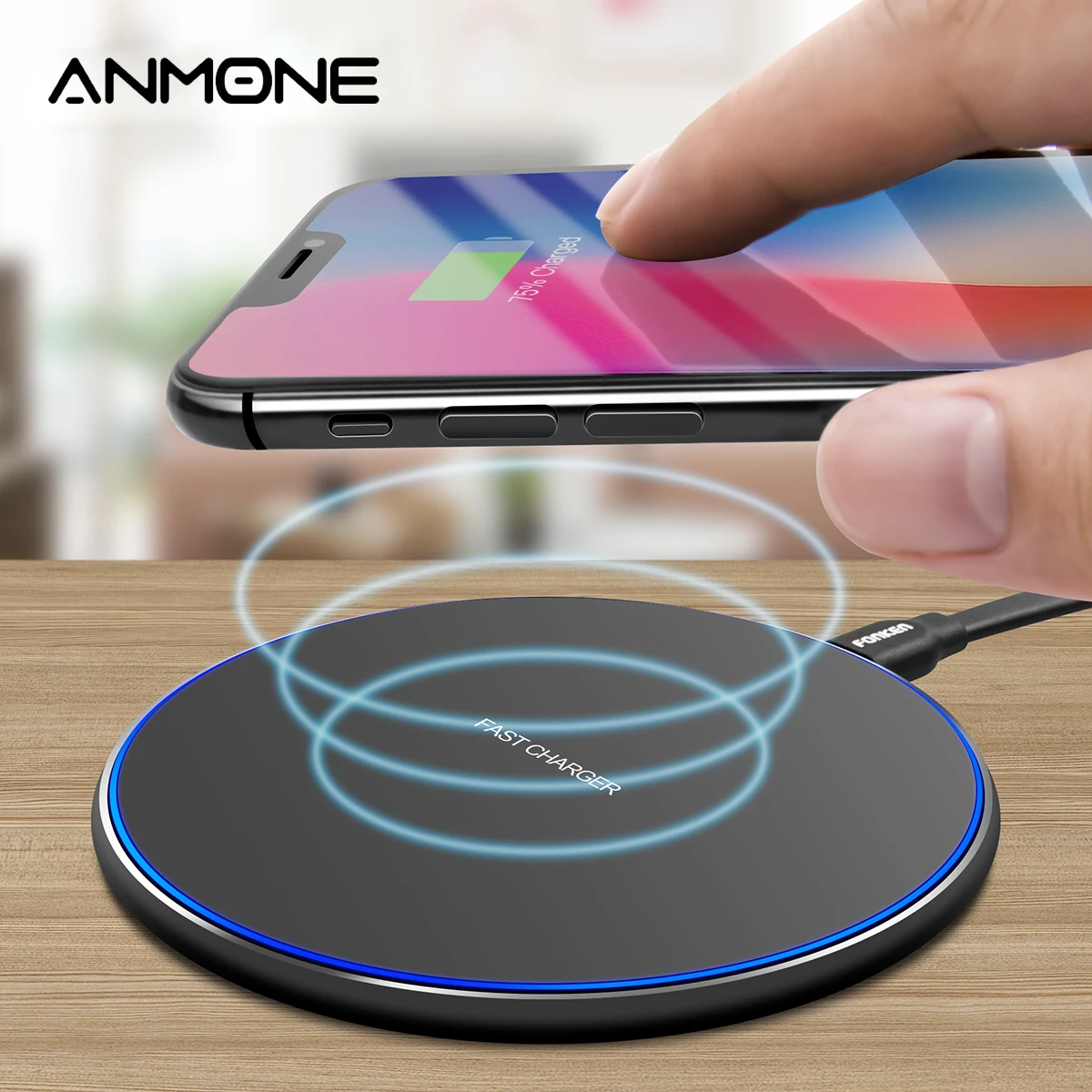 Универсальное беспроводное зарядное устройство anmon Max 10 Вт Qi тонкая подставка для