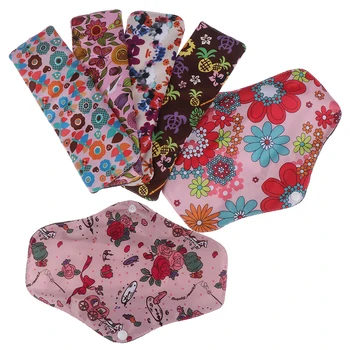 

Flower Printed Bamboo Charcoal Fleece Inner Lady Cloth Menstrual Pads Reusable Waterproof Mummy Pads For Women 2 Sizes