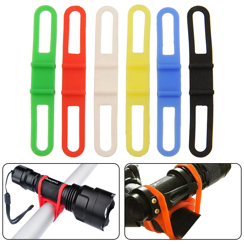 2PCS Silicone Elastic Bicycle Handlebar Belt Bike Light Strap Bandage Torch Bands Flashlight Clip Bicycle Light Torch Holder