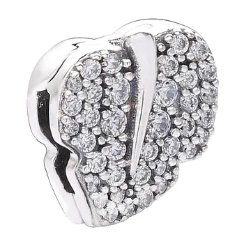 

New 925 Sterling Silver Bead Charm Reflexions Sparkling Leaf With Crystal Clip Stopper Beads Fit Bracelet Diy Jewelry