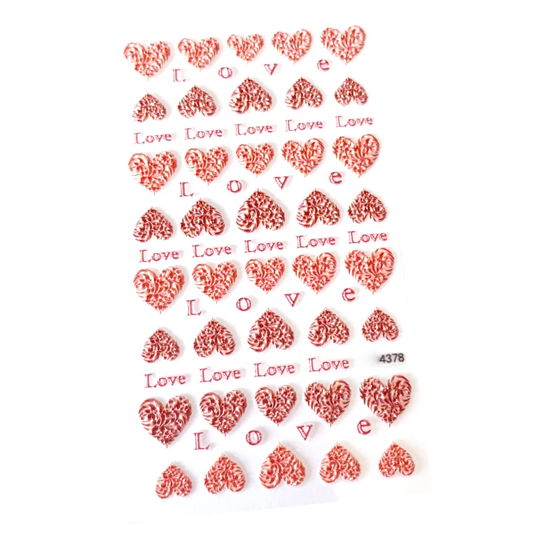 

10PCS New 5D Valentine's Day Nail Art Sticker Red Love Letter Nail Slider Shell Starfish Design Decorative Decal Beach Coconut T