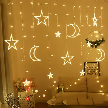

Star Moon LED Bulb String Christmas Light Decorations For Home Curtain Light Wedding Neon Hanging Ornaments pendant Decor F1016