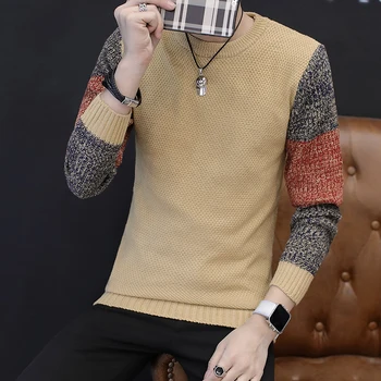 

2019 Autumn Modish Men Knitted Sweaters O Neck Knitwear Winter Warm Clothes Casual Jumper Solid Pullovers Slim Sweater Homme